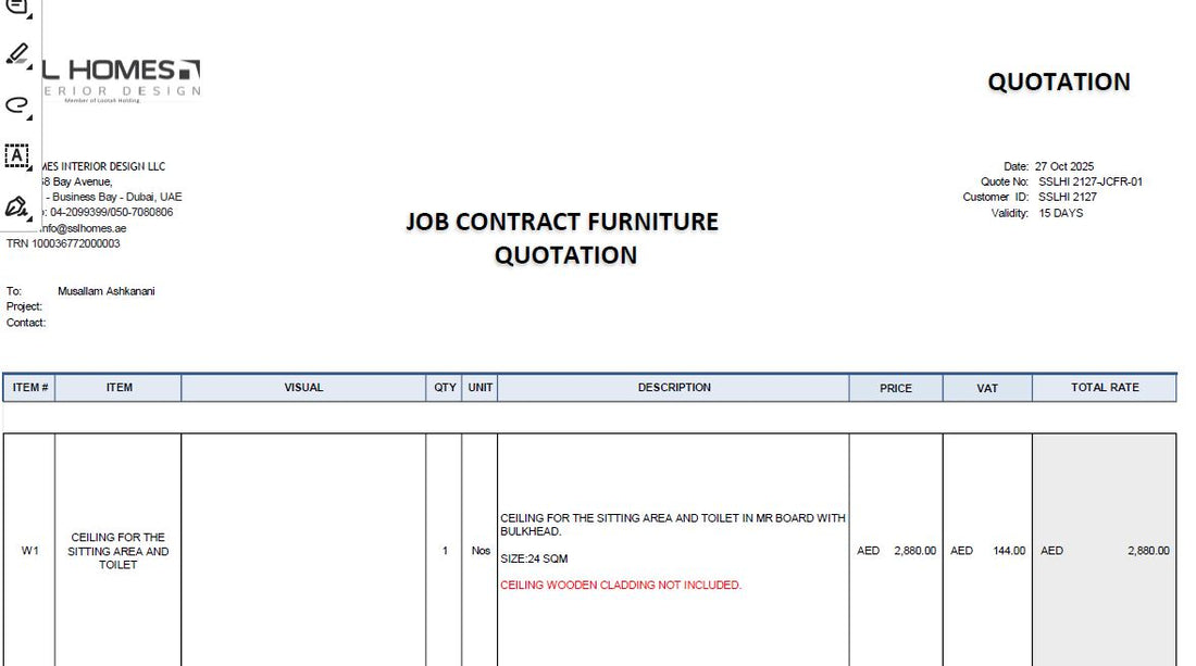 Musallam Ashkanani-1st Payment Quote Ref: SSLHI 2127-JCFR-01