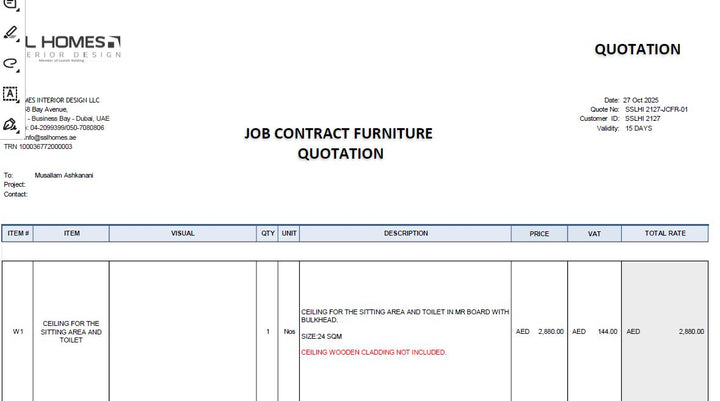 Musallam Ashkanani-1st Payment Quote Ref: SSLHI 2127-JCFR-01