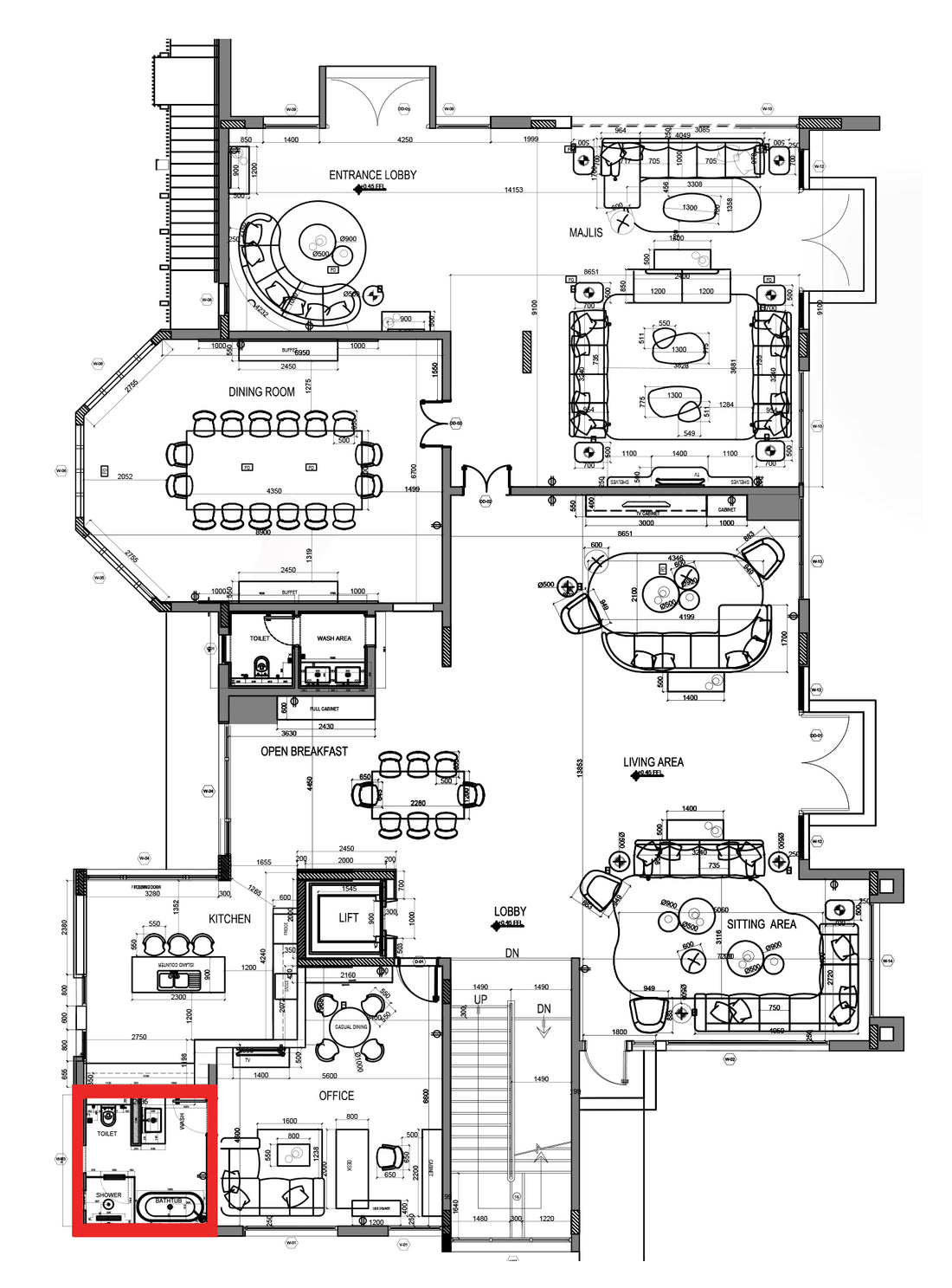 GF OFFICE BATHROOM GLASS PARTITION - Single