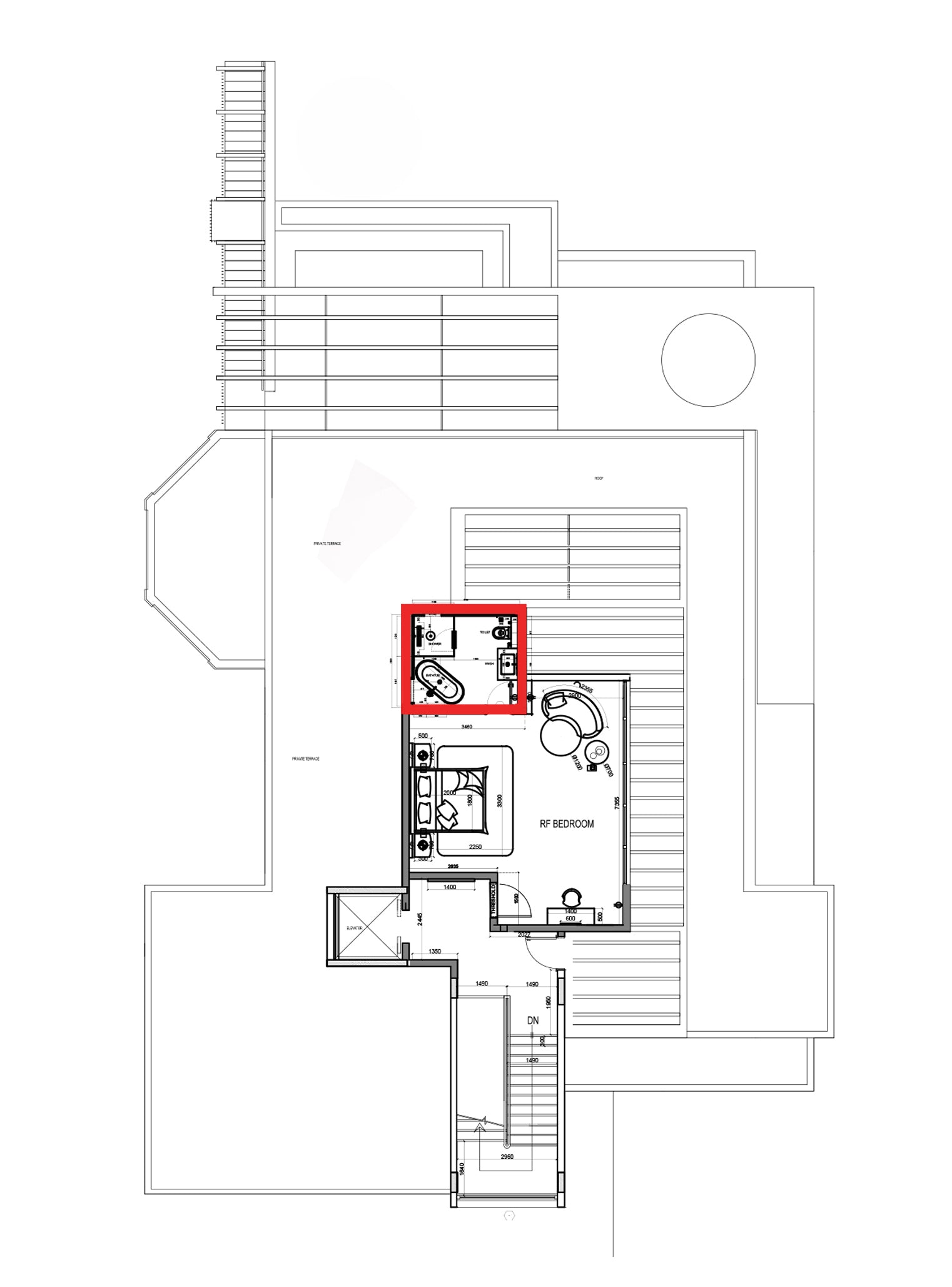 RF Bedroom Bathroom GLASS PARTITION - Single