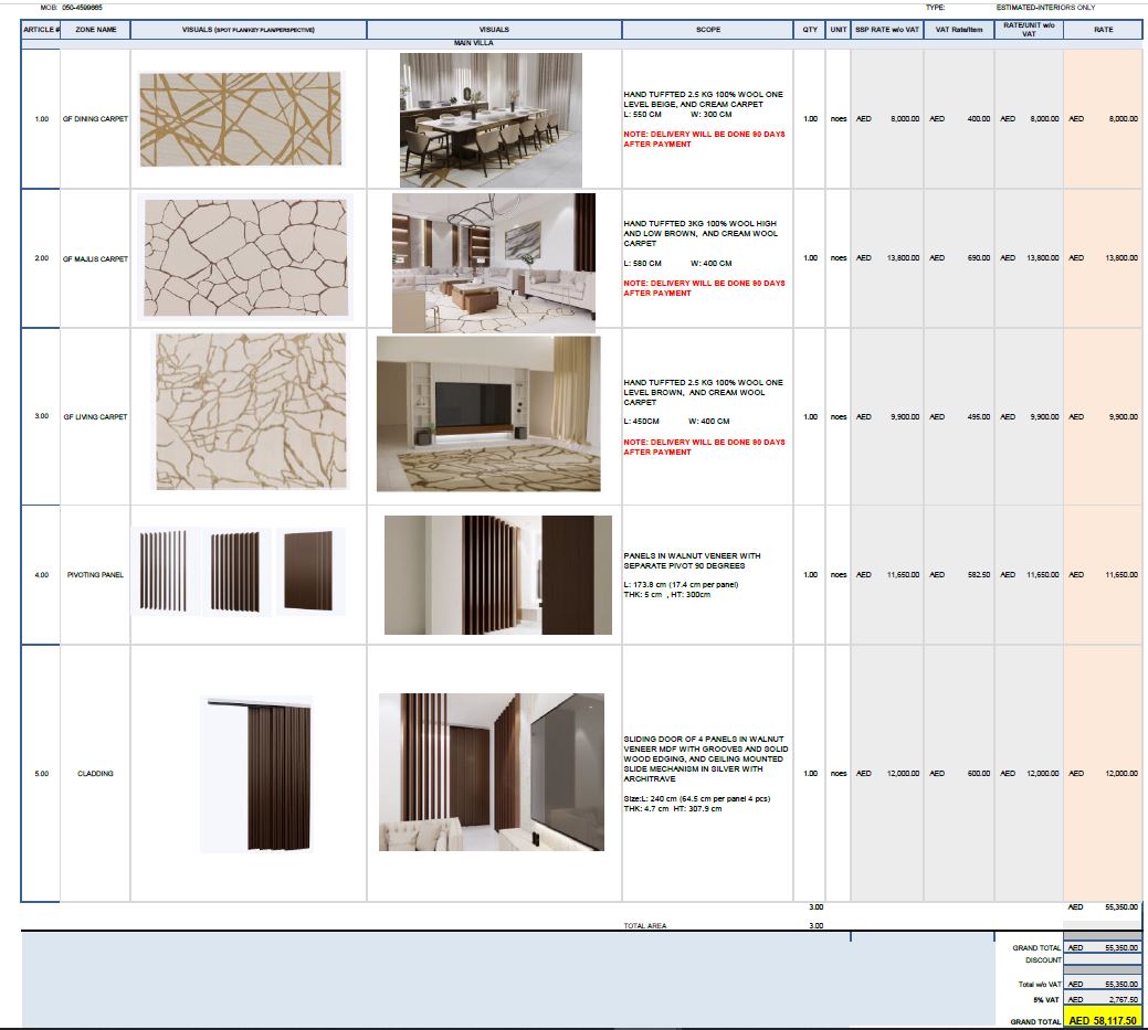 Progress Payment for Dr. Chookah Abudhabi