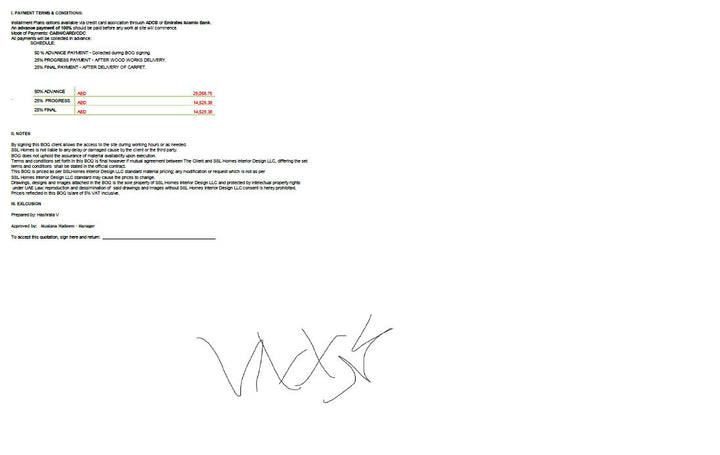 Progress Payment for Dr. Chookah Abudhabi